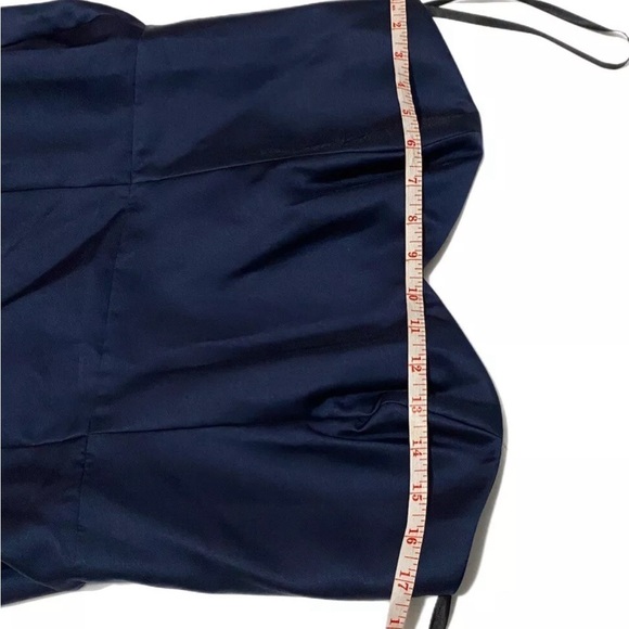 ALFRED SUNG Midnight Blue Strapless Satin Gown D759 Sz 12 From Nordstroms $250 - Picture 10 of 12